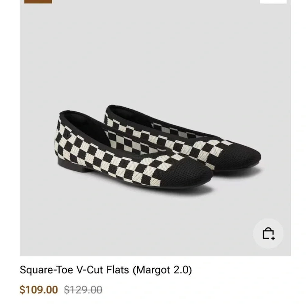 Vivaia Black and White Checkered Flats - Picture 2 of 4